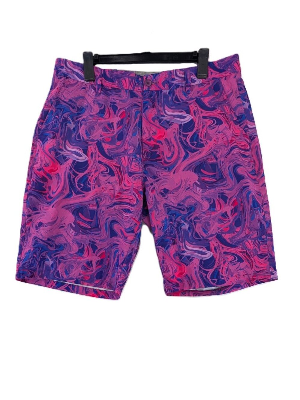 HRESKI Shorts Mens Sz 36 Pink Purple Marbled Performance Golf 10" Inseam VTG